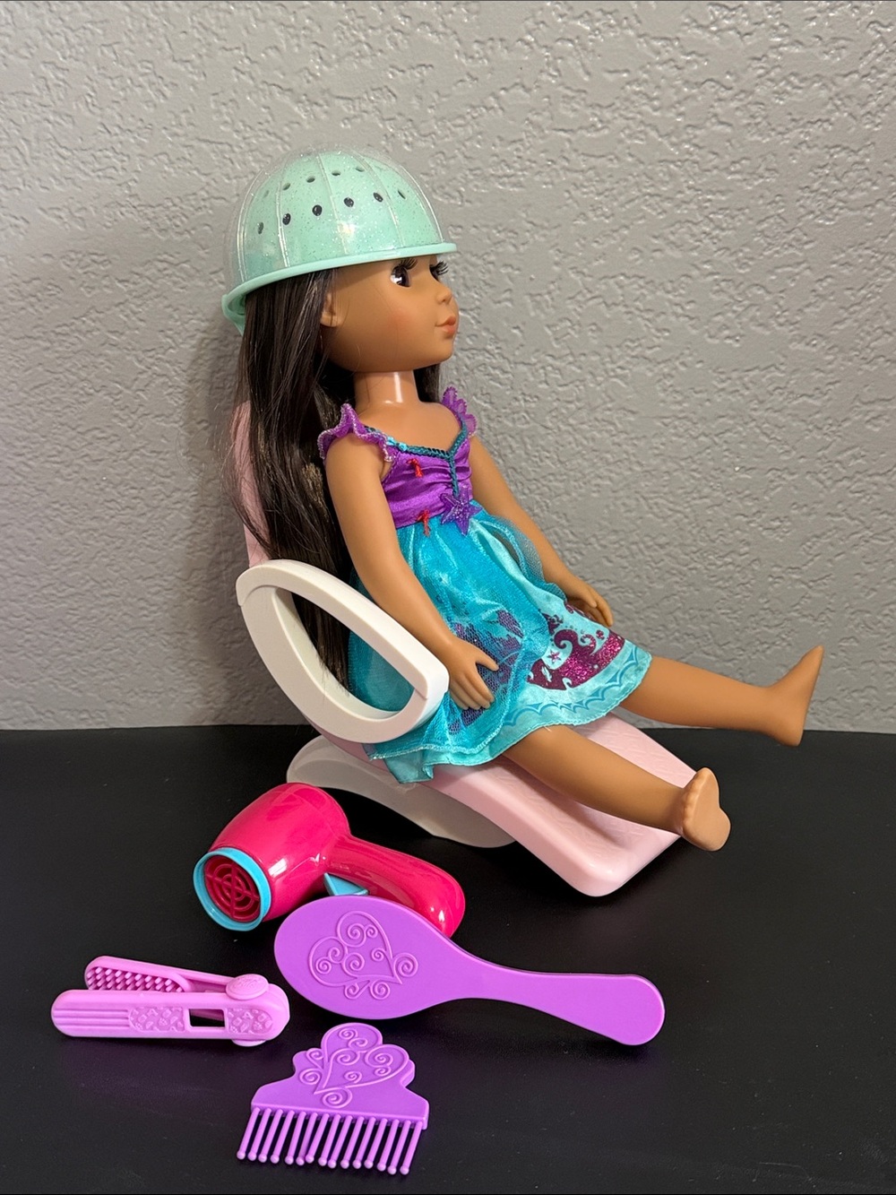 Glitter Girl Doll & Hair Salon Chair with Accessories Bundle